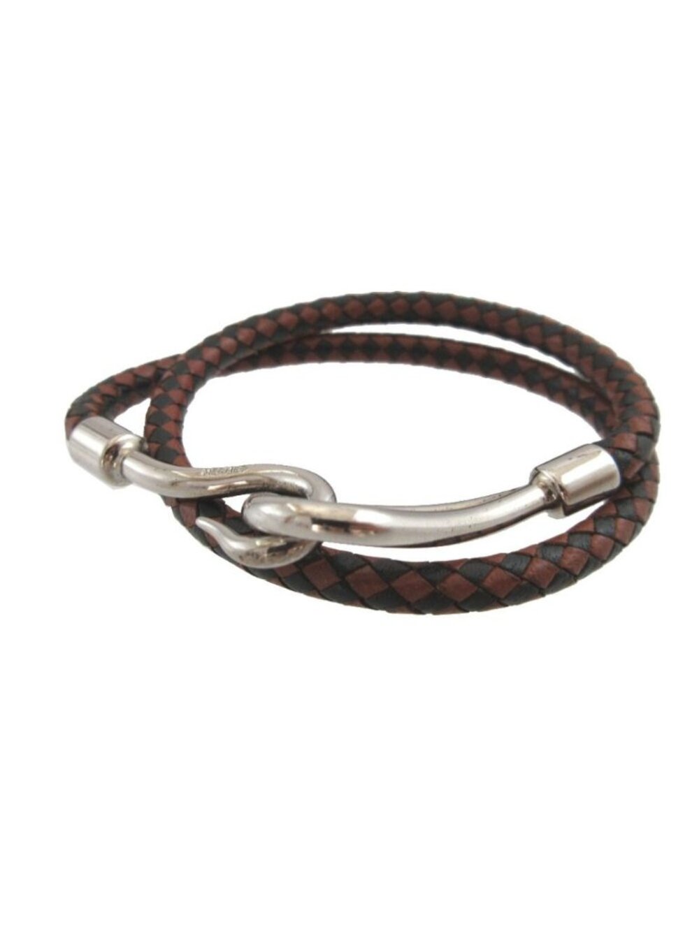 Hermes Jumbo Braided Leather Brown Bracelet